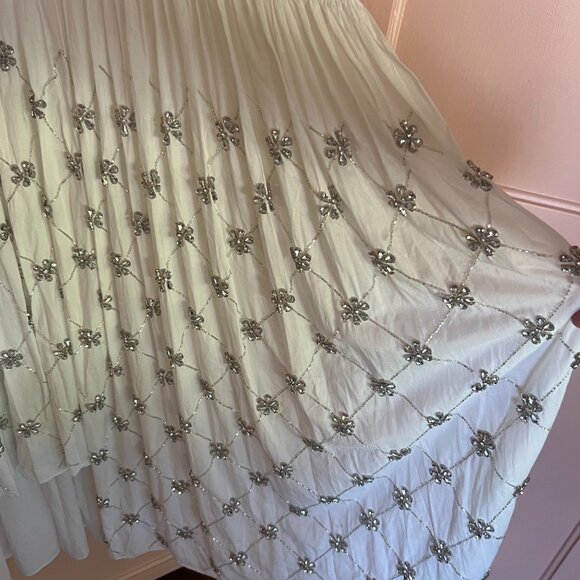 RHODE Lina Dress in White Cotton + Crystals SAMPLE - Picture 3 of 10